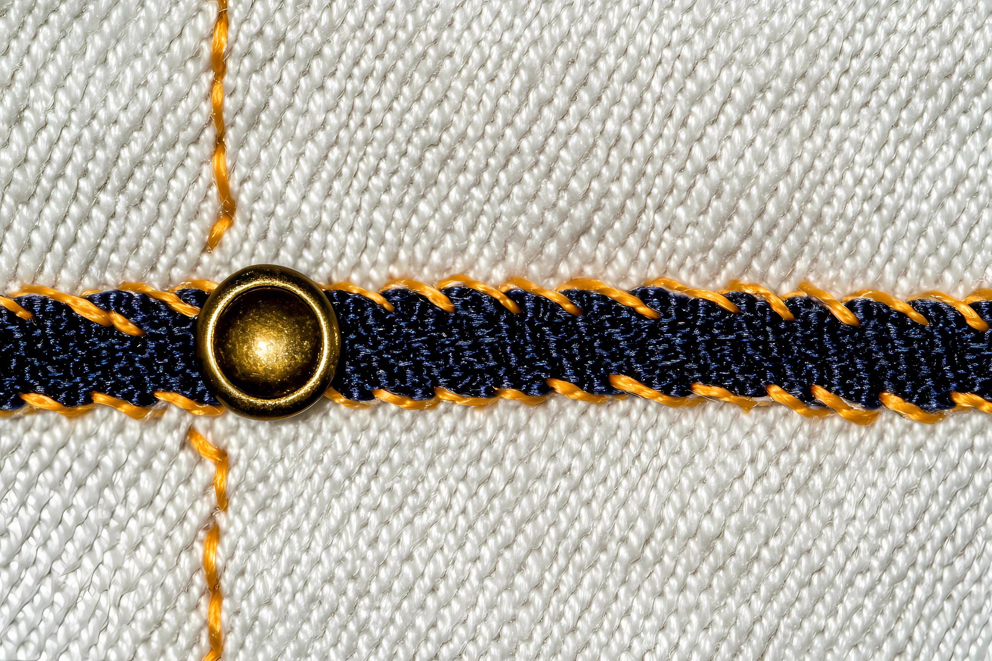 Close-up stitches in gold thread